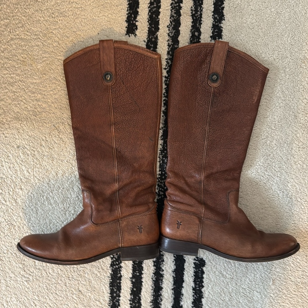 FRYE Boots Melissa Button-AN SFT FG Women’s 6.5 Brown Distressed Leather Boots